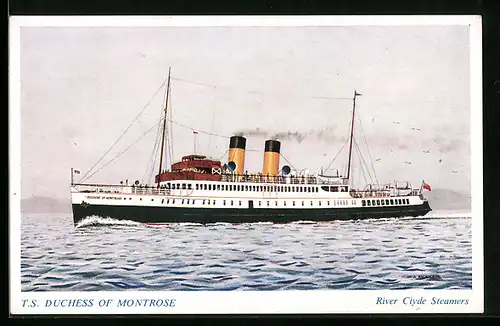 AK T.S. Duchess of Montrose fährt unter Dampf, River Clyde Steamers, Passagierschiff