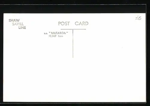 AK Passagierschiff SS Mataroa auf glatter See