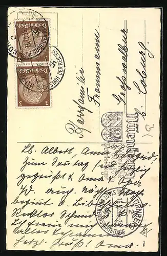 AK Weisse Katze in einem Korb, Rosen