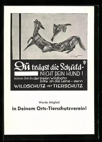 AK Appell zum Anleinen von Hunden, Wildschutz ist Tierschutz