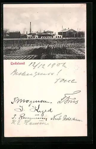 AK Ladelund, Teilansicht mit Fabrik
