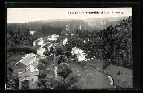 AK Bad Schweizermühle /Sächs. Schweiz, Ortsansicht aus der Vogelschau
