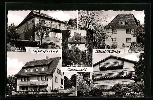 AK Bad König /Odenwald, Blick auf d. Häuser Appel, Schum und Waldeck