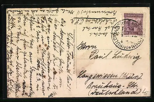 AK Nikolsburg, Totalansicht des Ortes