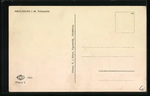 AK Nikolsburg N. D., Teilansicht mit Schloss Dietrichstein