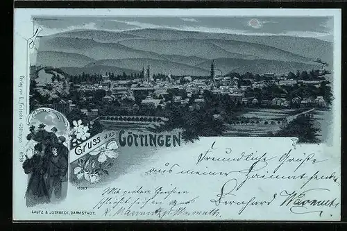 Mondschein-Lithographie Göttingen, Die Stadt im Schein des Silbermondes