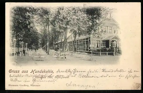 AK Berlin-Grunewald, Hundekehle, Gasthaus und Biergarten