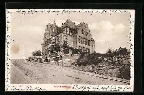 AK Aue i. Erzg., Blick auf die Handelsschule