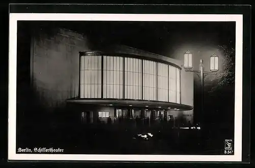 AK Berlin-Charlottenburg, das Schillertheater bei Nacht