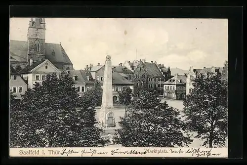 AK Saalfeld i. Thür., Blick auf den Marktplatz