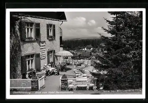 AK Oberbärenburg, Blick vom Hotel Hermannshöhe, mit Terrasse