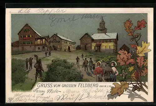 Lithographie Feldberg, Gasthaus auf dem grossen Feldberg