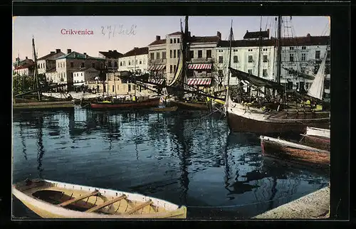 AK Crikvenica, Segelboote ankernd im Hafen