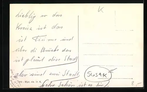 AK Susak, Teilansicht von der Promenade auf den Ort