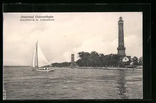 AK Osternothafen, Ostseebad, Leuchtturm und Lotsenturm