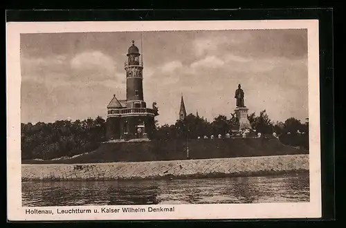 AK Holtenau, Leuchtturm und Kaiser Wilhelm Denkmal