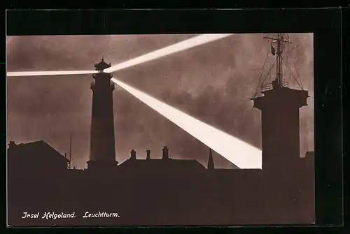 AK Helgoland, Leuchtturm bei Nacht
