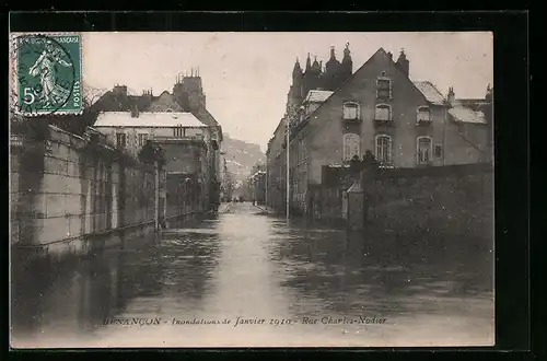 AK Besancon, Inondation de Janvier 1910, Rue Charles-Nodier