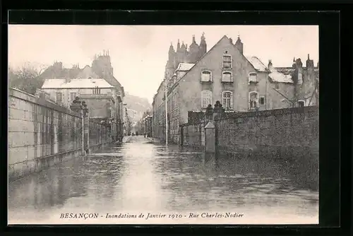 AK Besancon, Inondations de Janvier 1910, Rue Charles-Nodier