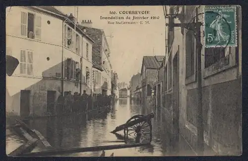 AK Inondation de Janvier 1910, Courbevoie - Rue St-Germain, Hochwasser