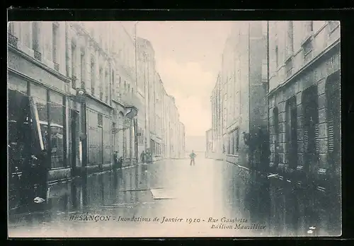 AK Besancon, Inondation des Janvier 1910, Rue Gambetta