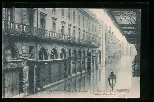 AK Besancon, Inondation de Janvier 1910, Rue de la République