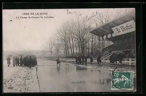 AK Crue de la Seine, Le Champ de Courses de Colombes, Hochwasser