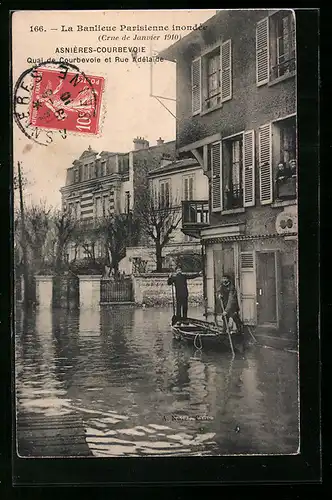 AK Asnières-Courbevoie, Quai de Courbevoie et Rue Adélaide