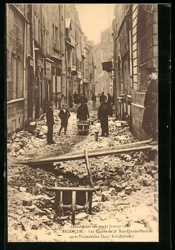 AK Besancon, Inondations de Janvier 1910, Les Ravins de la Rue Claude-Pouillet