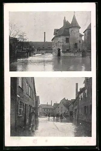 AK Nürnberg, Hochwasser-Katastrophe 5. Febr. 1909, An der Agnesbrücke, Vorstadt Wöhrd