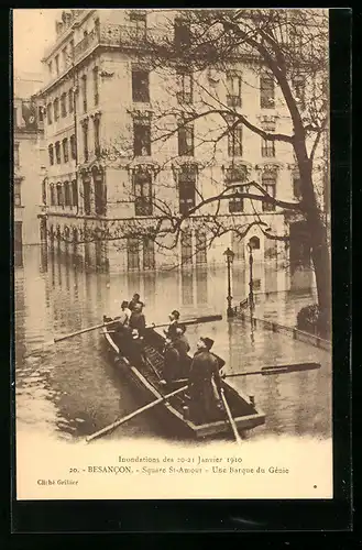 AK Besancon, Square St-Amour beim Hochwasser