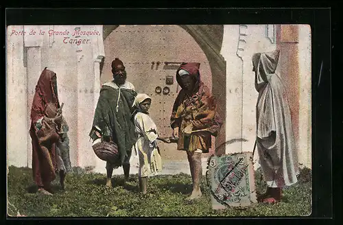 AK Tanger, Porte de la Grande Mosquée, arabische Volkstypen