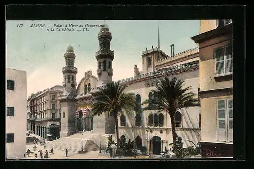 AK Alger, Palais d`Hiver du Gouverneur et la Cathédrale