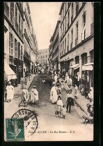 AK Alger, La Rue Randon, Strassenpartie