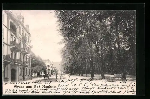 AK Bad Nauheim, Partie in der Mitleren Parkstrasse