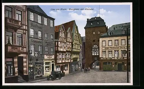 AK Linz am Rhein, Burgplatz mit Rheintor