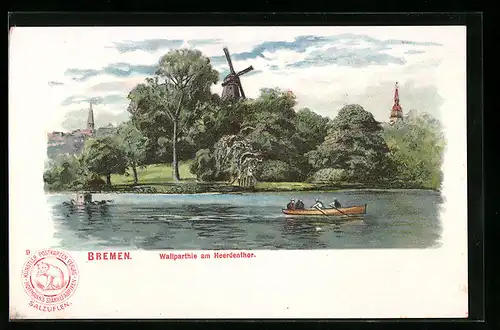 Lithographie Bremen, Wallpartie am Heerdentor