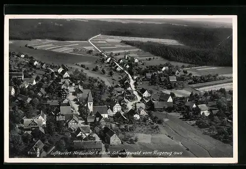 AK Neuweiler i. württ. Schwarzwald, Ortsansicht vom Flugzeug aus