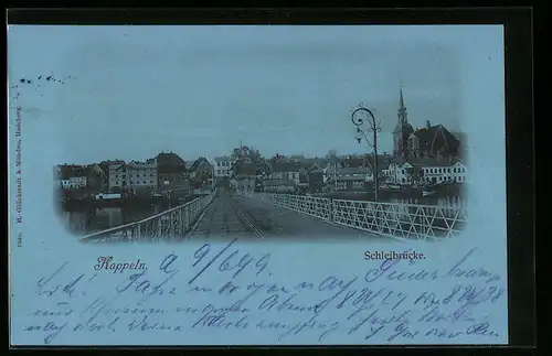 AK Kappeln, Schleibrücke mit Kirche