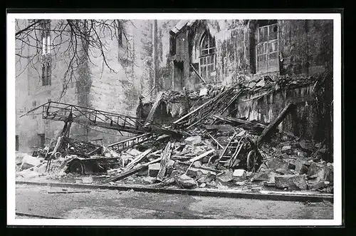 AK Stuttgart, Brandkatastrophe 1931, Zerstörtes Haus