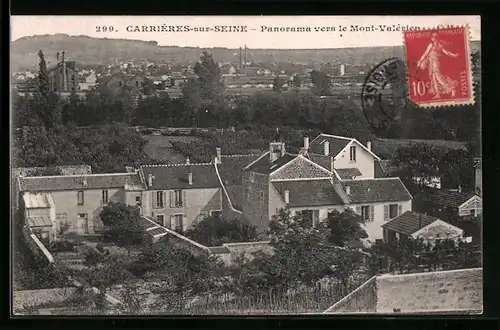 AK Carriéres-sur-Seine, Panorama vers le Mont-Valerien