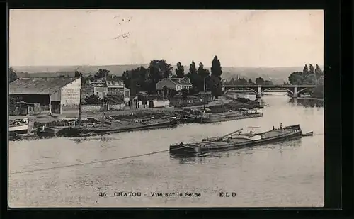 AK Chatou, Vue sur la Seine