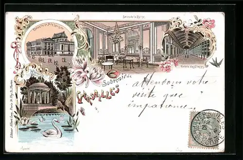 Lithographie Versailles, Salon de la Reine, Temple de l`Amour