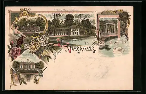 Lithographie Versailles, Petit Trianon, Temple de l`Amour