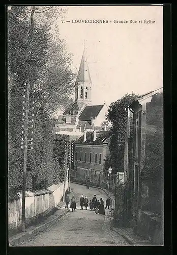 AK Louveciennes, Grande Rue et Eglise