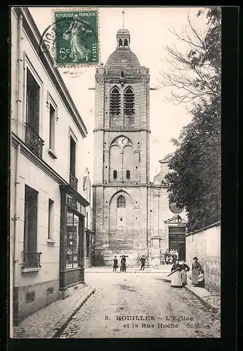 AK Houilles, L`Eglise et la Rue Hoche