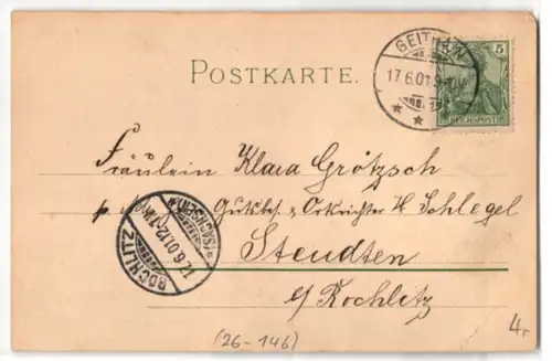 Glitzer-Perl-AK Strauss roter und gelber Blumen