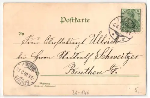 Glitzer-Perl-AK verliebtes Paar in Tracht