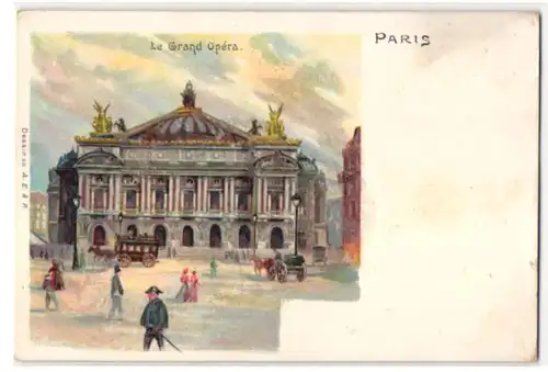 Glitzer-Perl-AK Paris, Le Grand Opéra