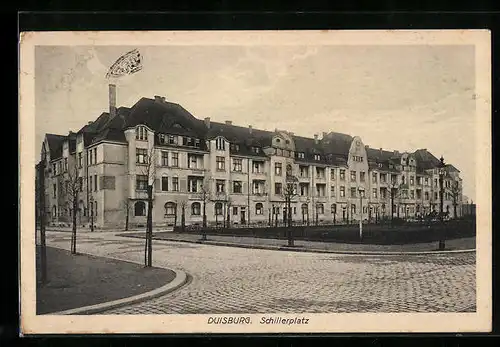 AK Duisburg, Schillerplatz mit Strassenpartie